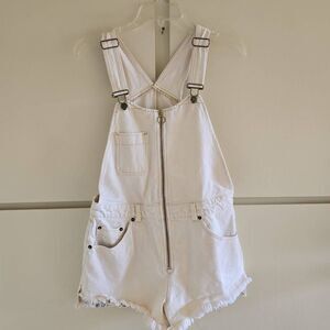 We The Free Of White Denim Overall Shorts, EUC, Sz. 6
